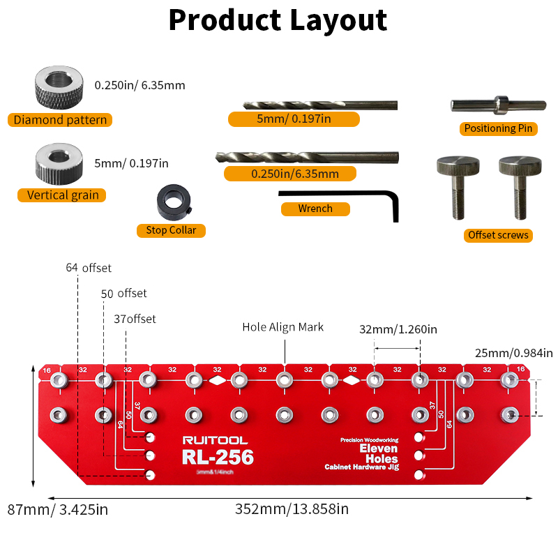 Shelf Pin Jig Set Aluminium Al - огляд і ціна Dowel Jig Kit
