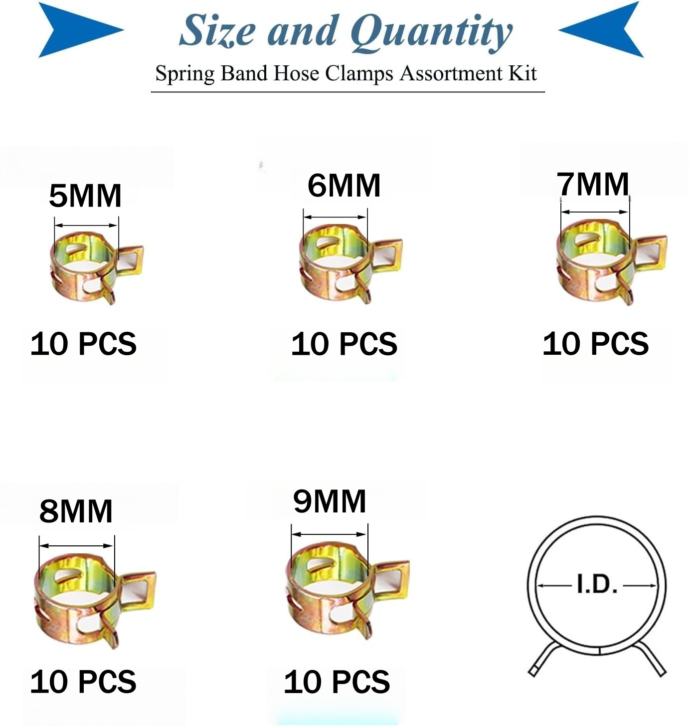 50 PCS Fastener 5mm 6mm 7mm 8m - огляд і ціна Pipe Clamp Bar